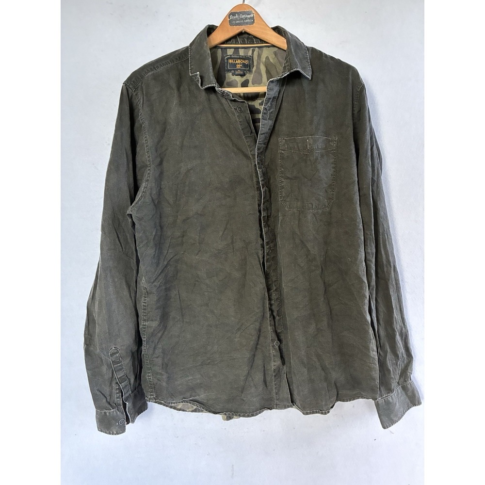 Billabong Surfplus Army Green‎ Button Up Mens XL Casual Comfort